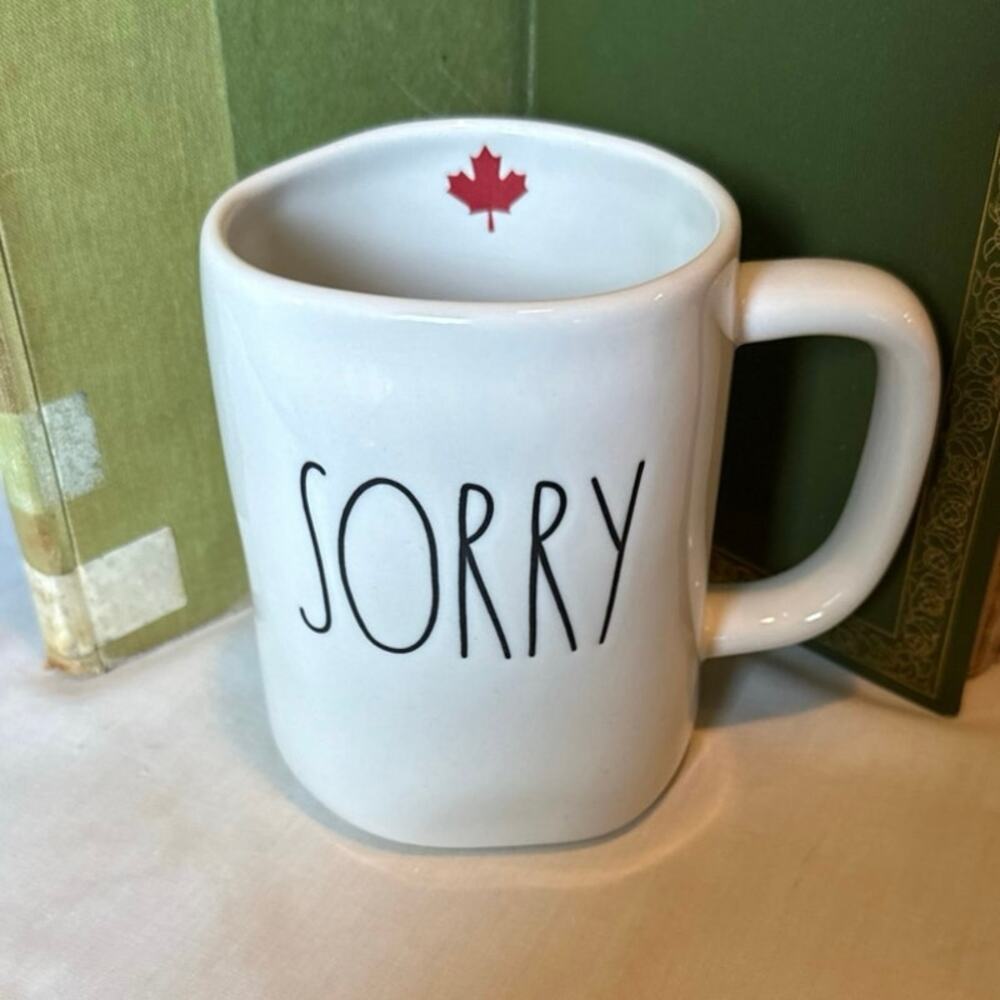 Rae Dunn “SORRY” Mug – Maple Leaf Inside